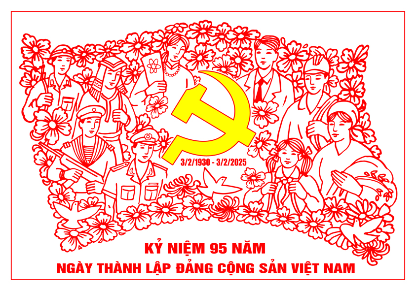 Tranh tuyên truyền 95 năm ngày thành lập ĐCS Việt Nam (03/02/1930-03/02/2025)